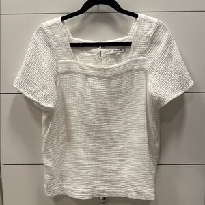 Madewell White Boxy Ribbed Blouse